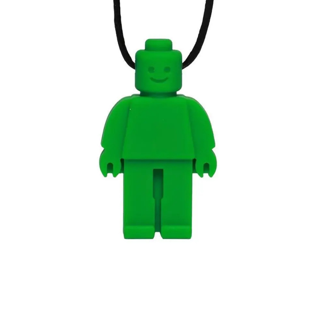 Brick Man Pendant Silicone Sensory Necklace Green simple