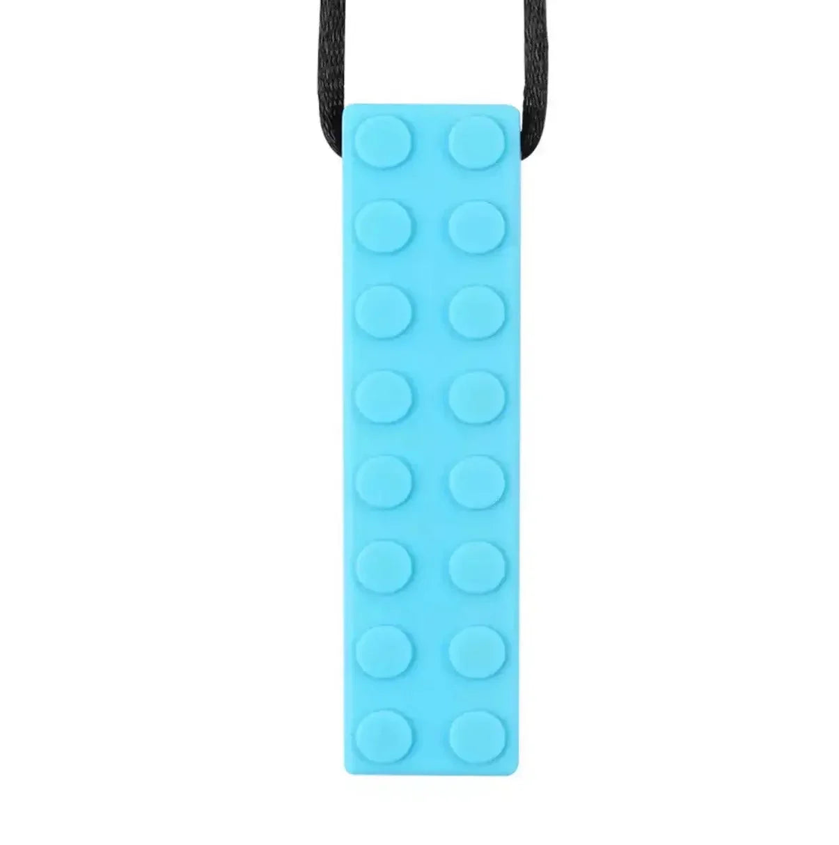 Silicone Sensory Necklace Sensory necklaces are great for kids ages 3+. Discreet and can be worn under tee-shirts at school, in times of stress, anxiety or restlessness our sensory necklaces are there to help. Our block pendant necklaces come fitted with a safety break away clasp like all our silicone jewellery. Blocks are currently available in Blue, Red, Yellow, Green, Orange and Turquoise. Easy adjustable length from child to adult.