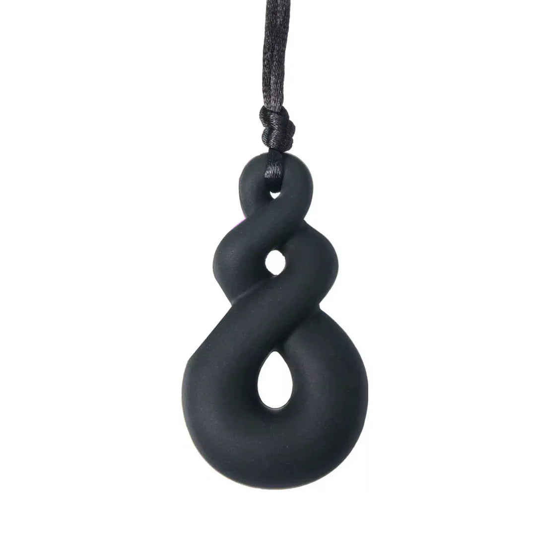 Silicone Sensory Necklace – Twist Pendant Black