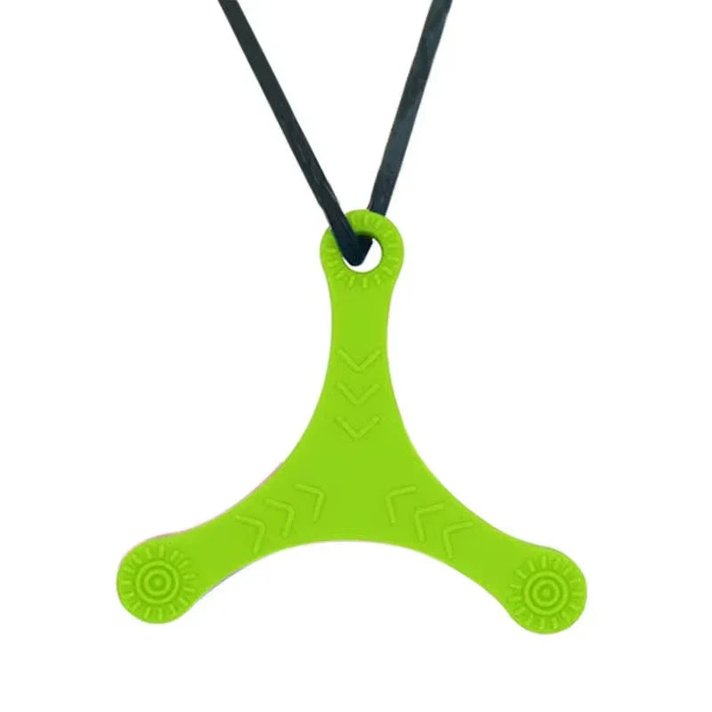 Triangle Spinner Pendant – Silicone Sensory Necklace Green variable