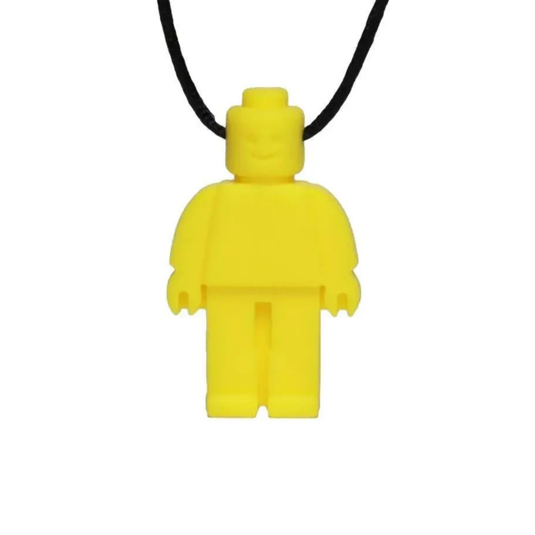 Brick Man Pendant Silicone Sensory Necklace Yellow simple