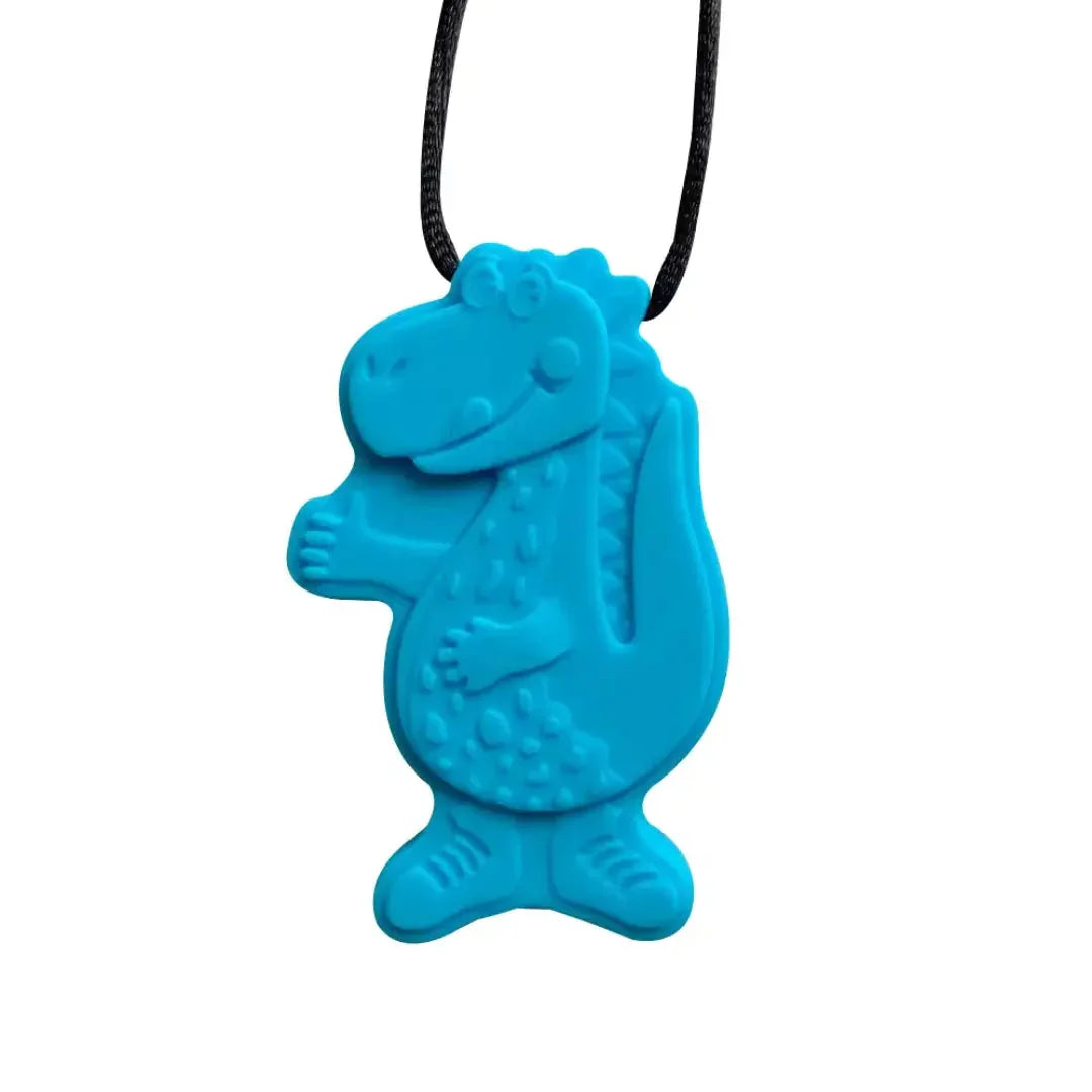 Sensory Necklace Dinosaur Pendant Silicone Sensory Necklace red green yellow blue purple
