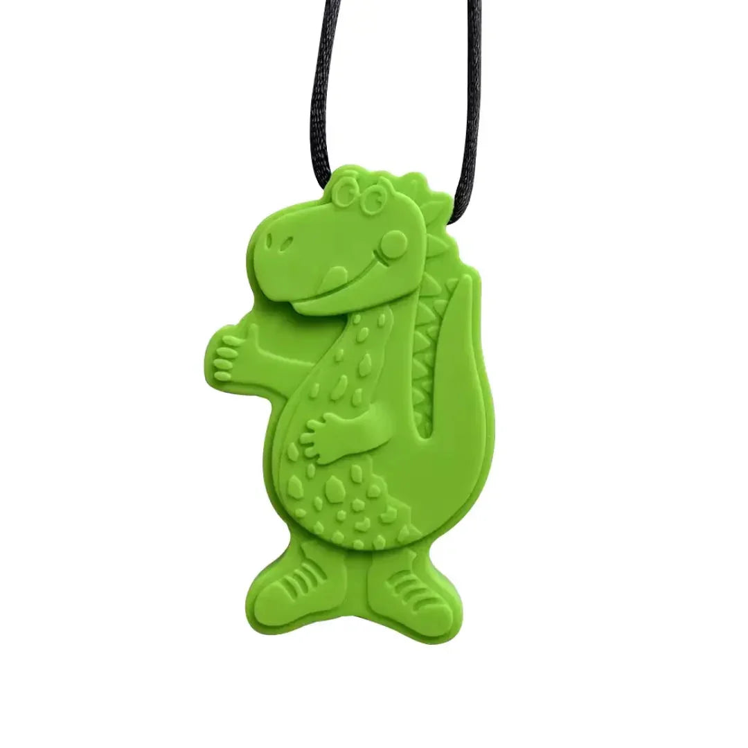 Sensory Necklace Dinosaur Pendant Silicone Sensory Necklace green