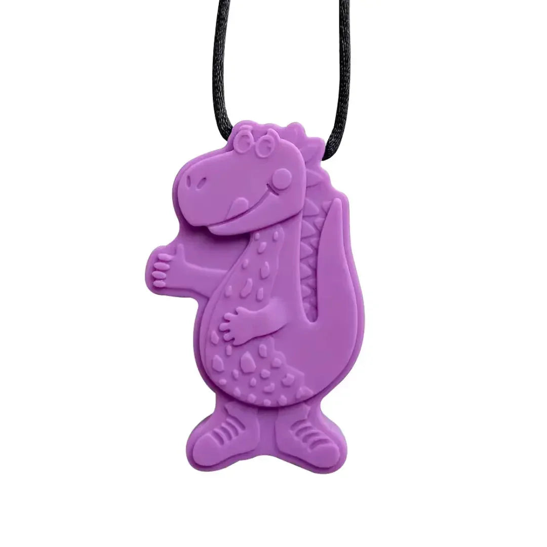 Sensory Necklace Dinosaur Pendant Silicone Sensory Necklace purple