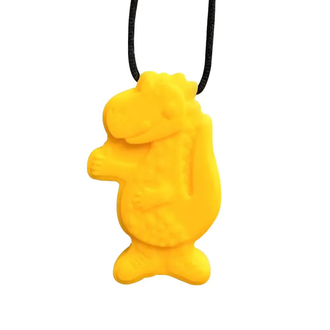 Sensory Necklace Dinosaur Pendant Silicone Sensory Necklace yellow