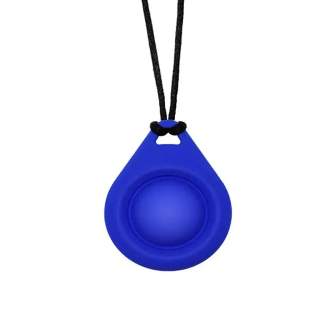 Silicone Sensory Necklace Sensory necklaces are great for kids ages 3+. Discreet and can be worn under tee-shirts at school, in times of stress, anxiety or restlessness our sensory necklaces are there to help. Our block pendant necklaces come fitted with a safety break away clasp like all our silicone jewellery. Blocks are currently available in Blue, Red, Yellow, Green, Orange and Turquoise. Easy adjustable length from child to adult.