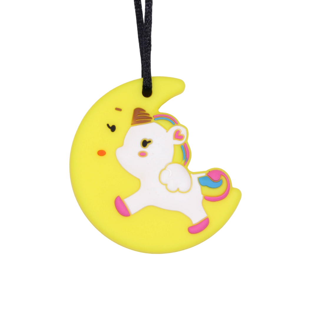 Unicorn Moon Pendant Silicone Sensory Necklace Yellow